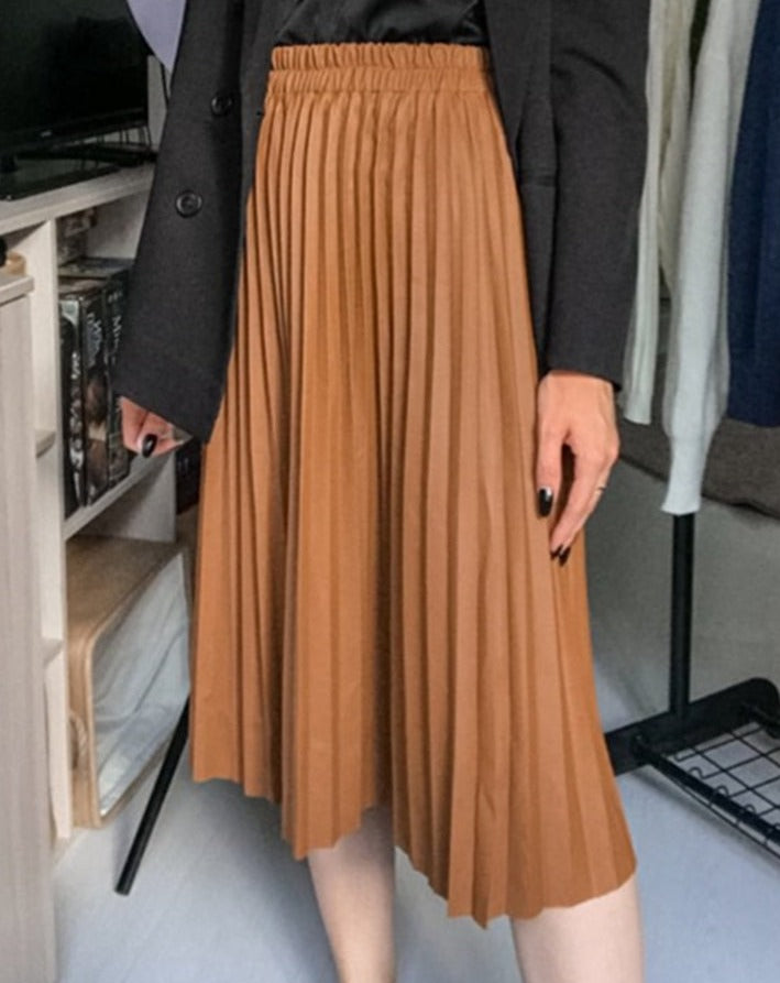 Crystal Pleated Midi Skirt