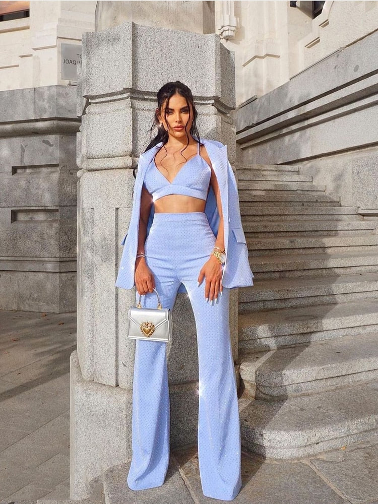 Eileen Diamonds Set (Pants/Blazer/Top)