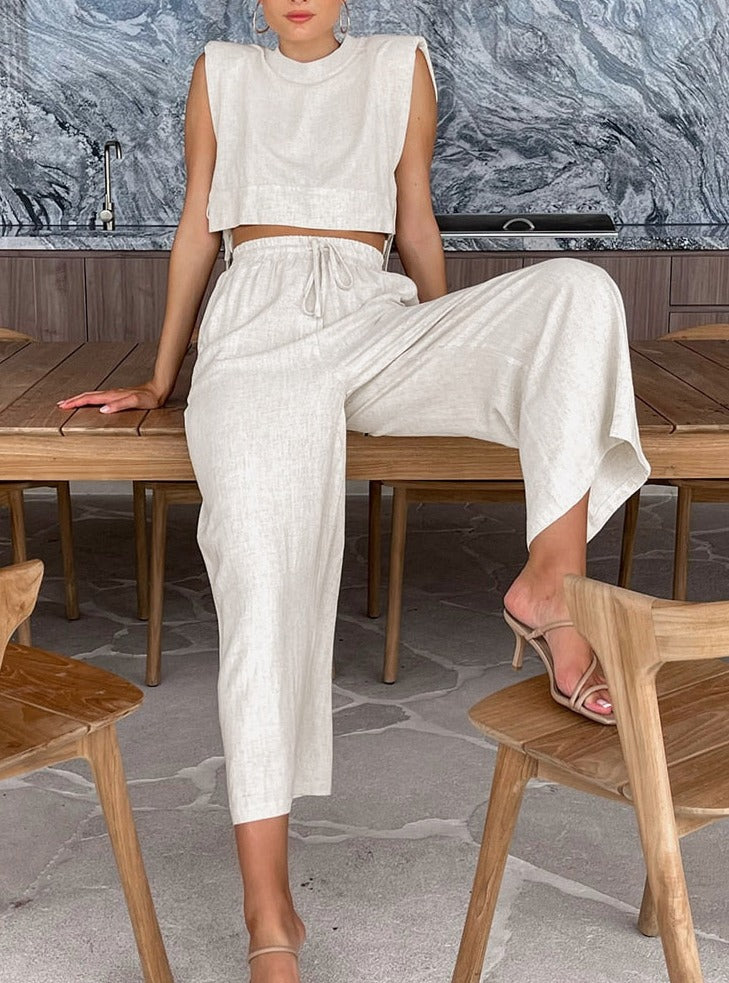 Agnes Linen Set (Crop-Tops/Pants)