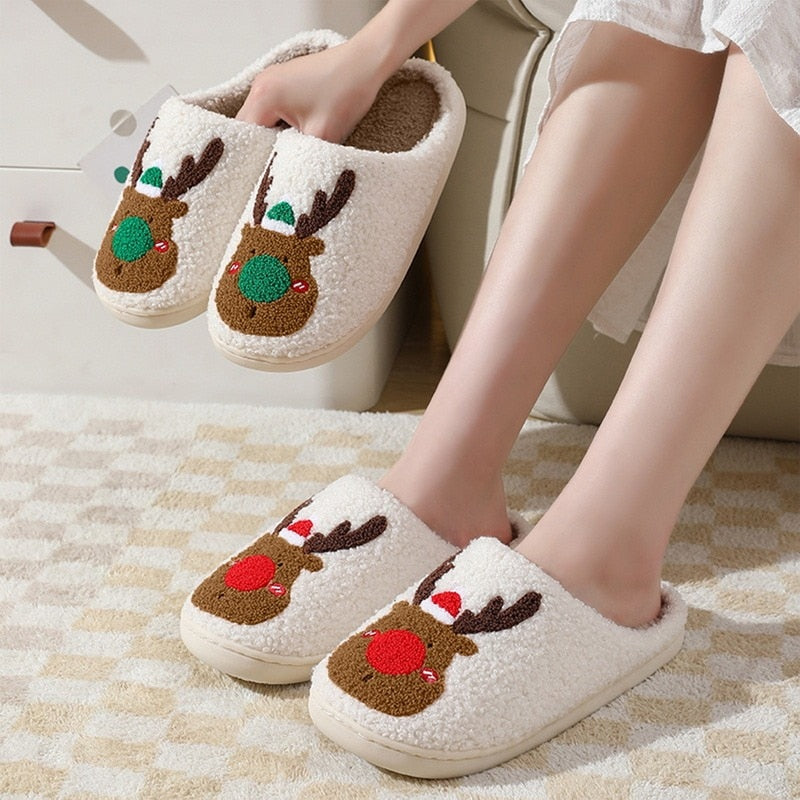 Christmas Deer Cotton Slippers