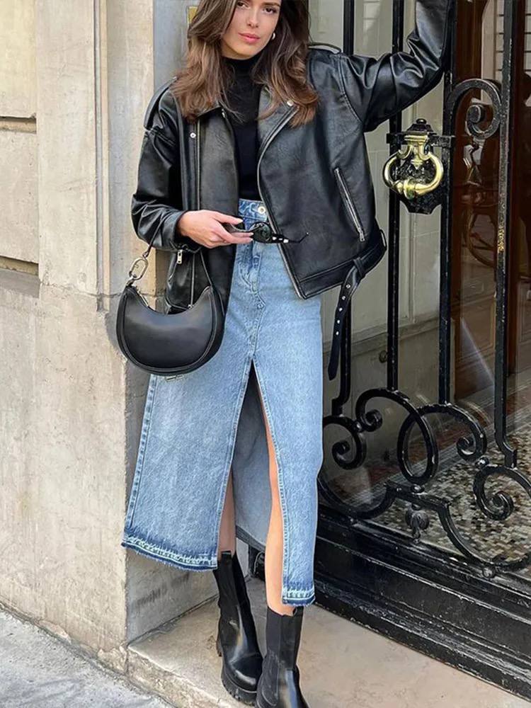 Vintage Denim Maxi Skirt