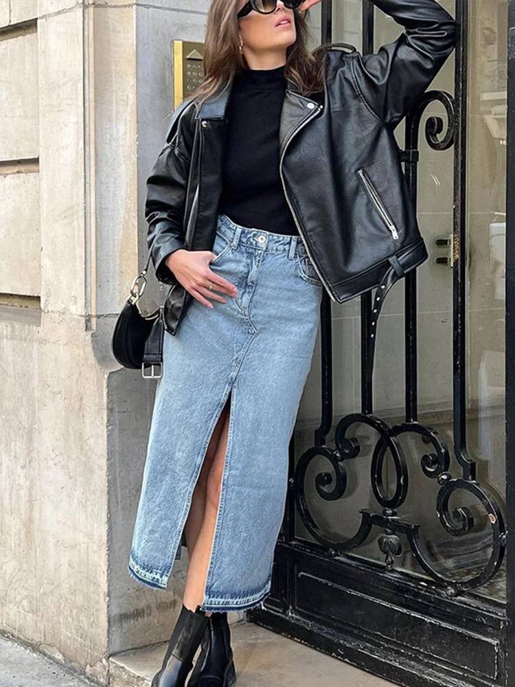 Vintage Denim Maxi Skirt