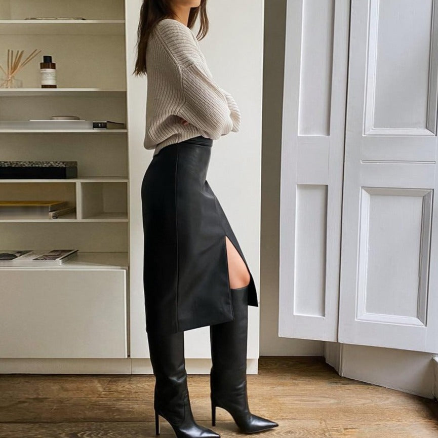 Margaret Leather Midi Skirts