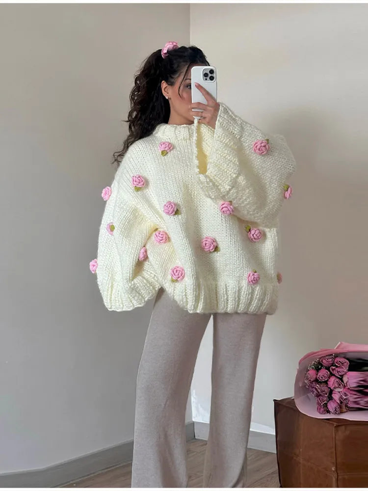 3D Flower Oversize Sweater