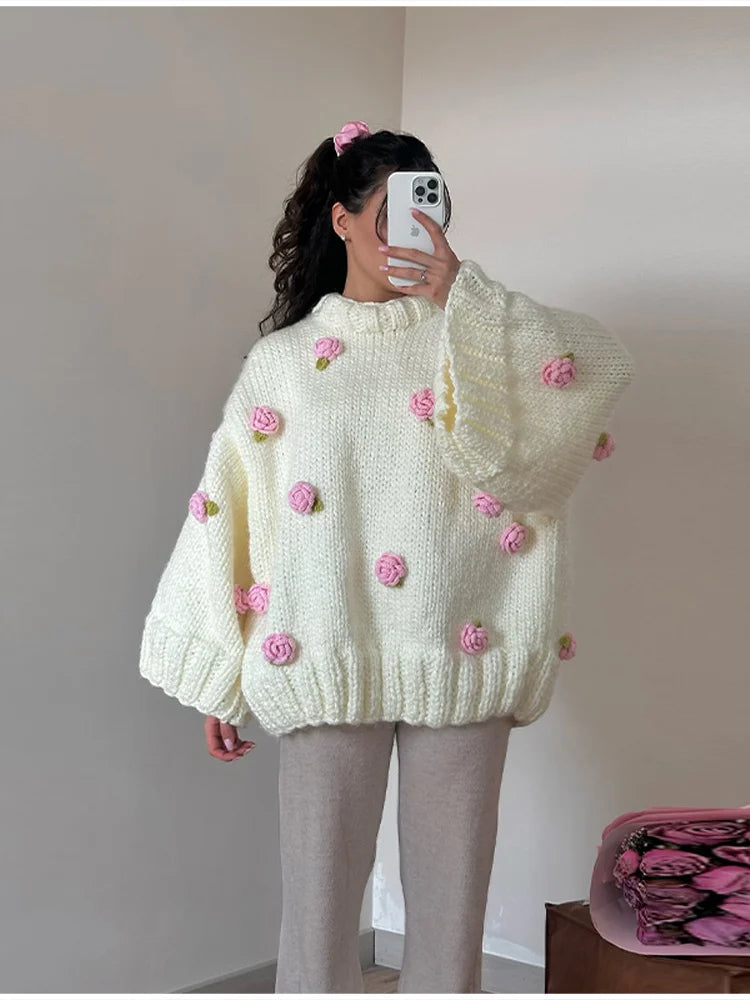 3D Flower Oversize Sweater