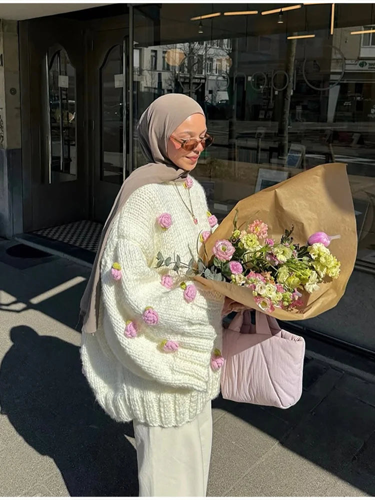 3D Flower Oversize Sweater