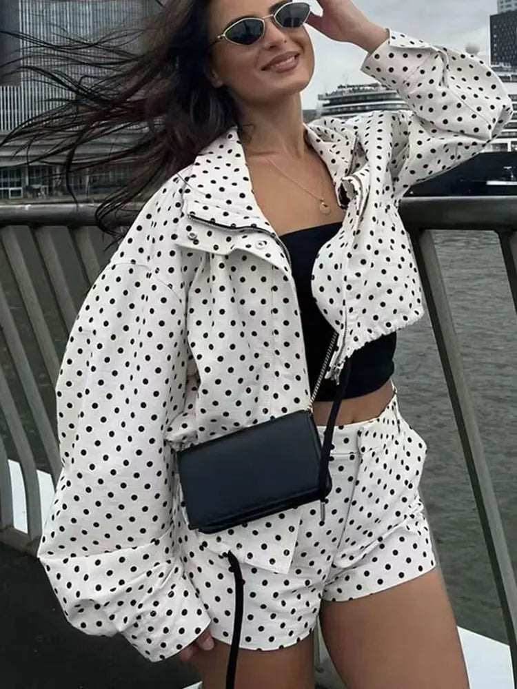 Christine Polka Dot Set (Jacket/Shorts/Pants)