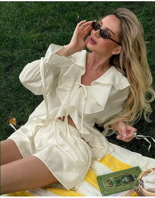 Suzanne Chiffon Set (Blouse/Shorts)