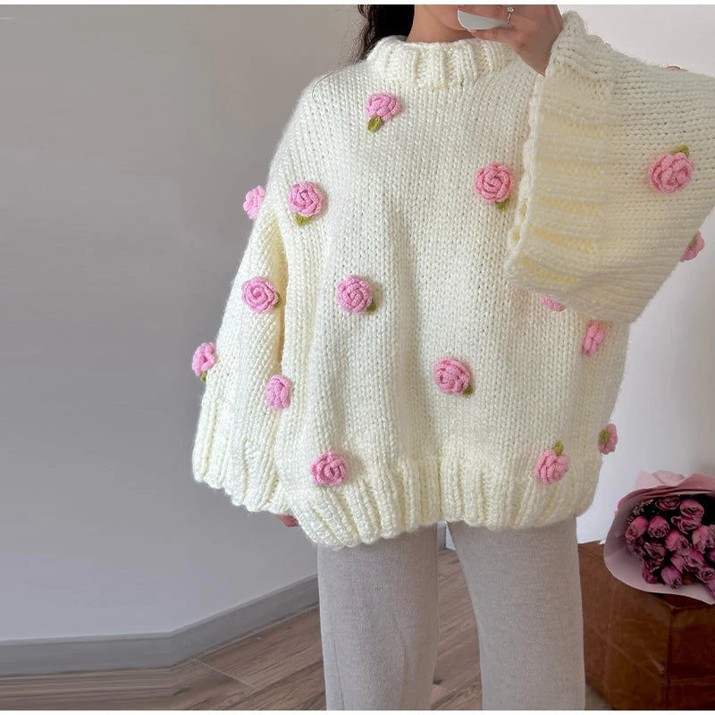 3D Flower Oversize Sweater