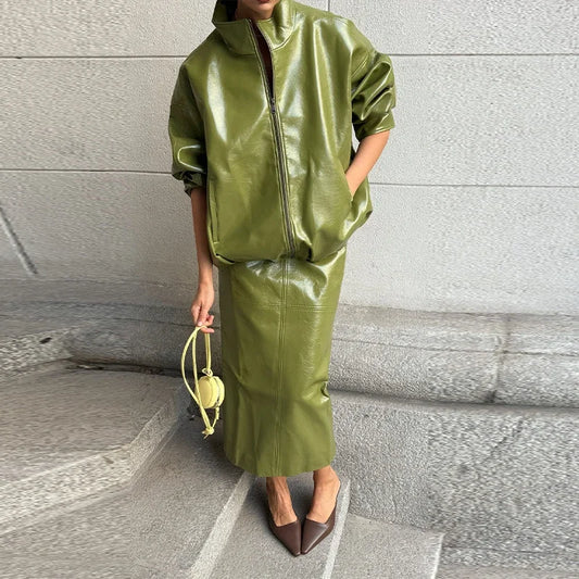 Nancy Leather Set (Coat/Skirt)