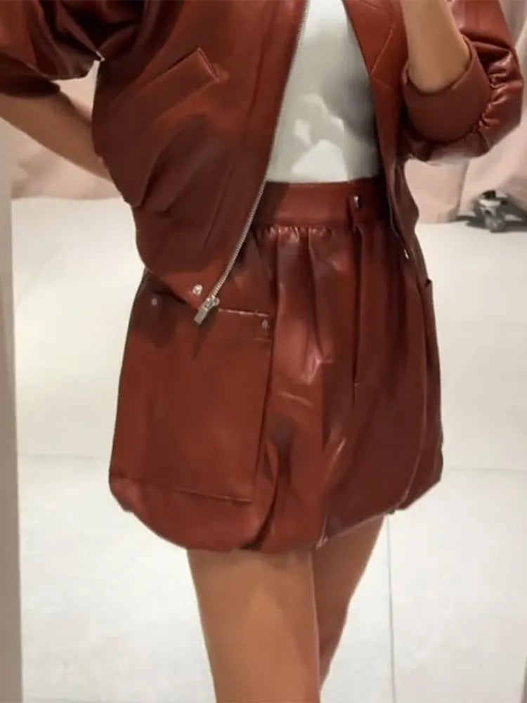 Emily Leather Set(Jacket/Skirt /Shorts)