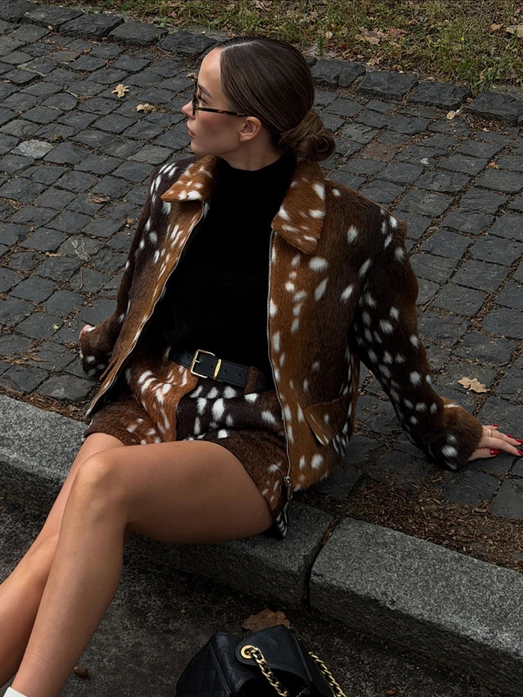 Bambi Deer Print Set(Short/Jacket)