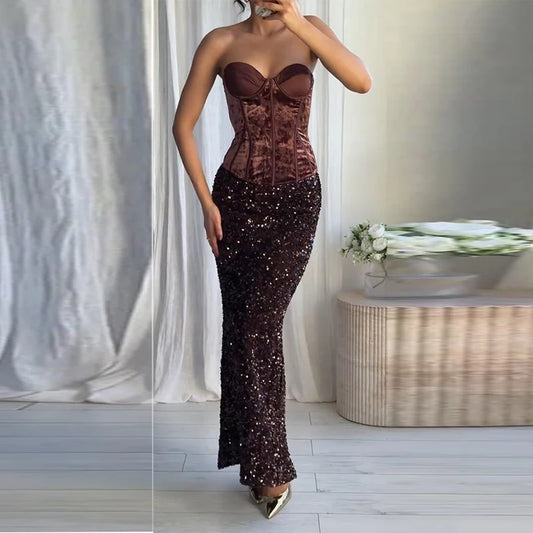 Heather Set (Skirt/Velvet Top)