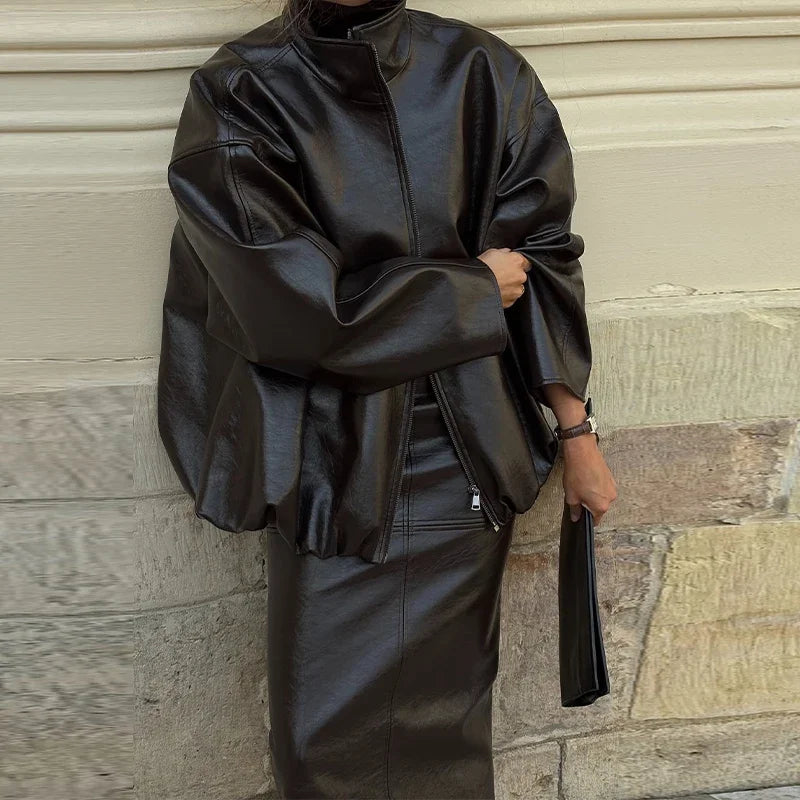 Nancy Leather Set (Coat/Skirt)