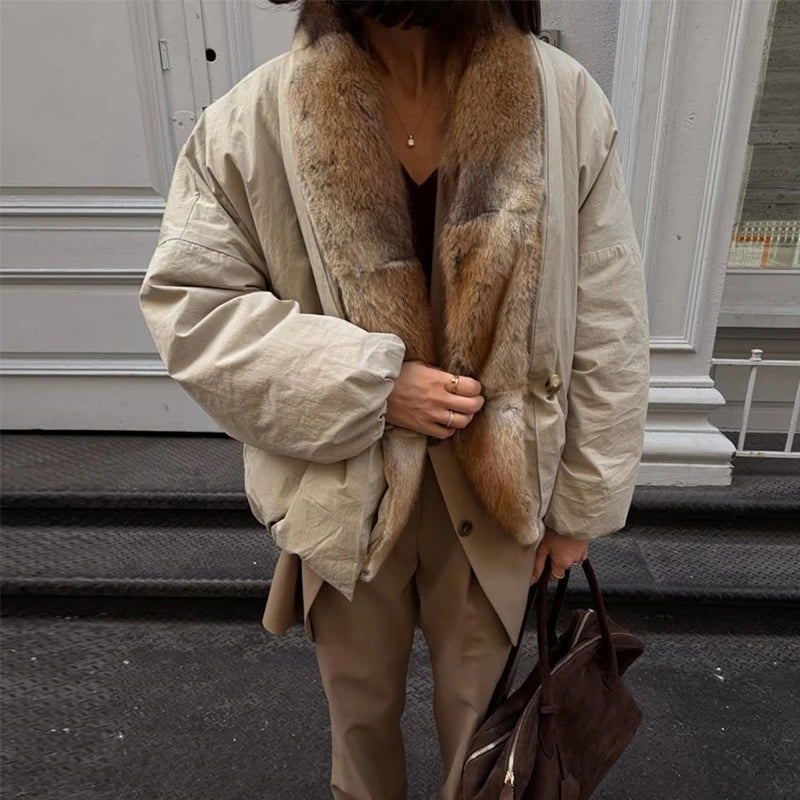 Mary Oversize Warm Jacket With Fur