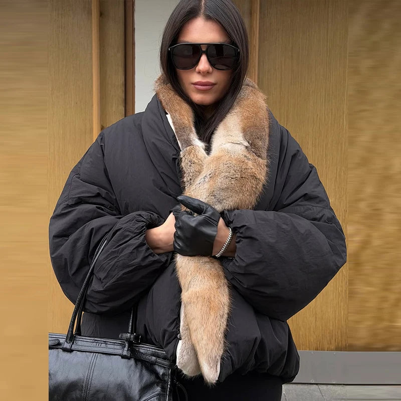 Mary Oversize Warm Jacket With Fur