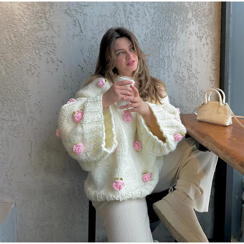 3D Flower Oversize Sweater