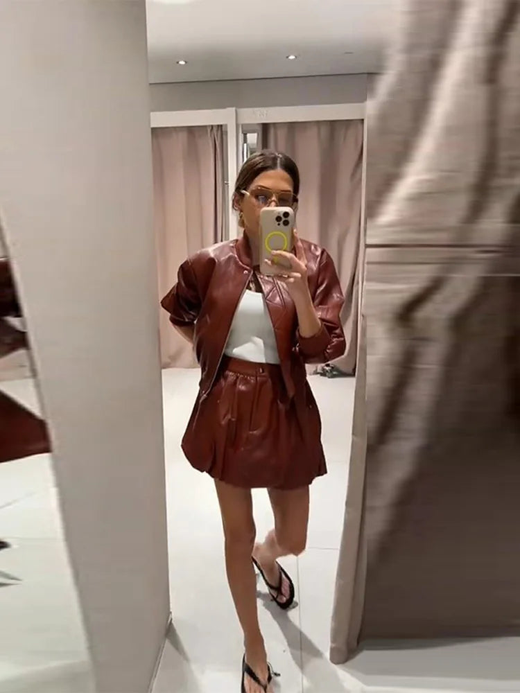 Emily Leather Set(Jacket/Skirt /Shorts)