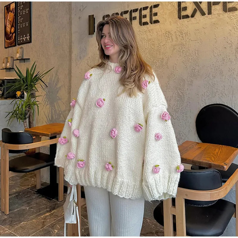 3D Flower Oversize Sweater