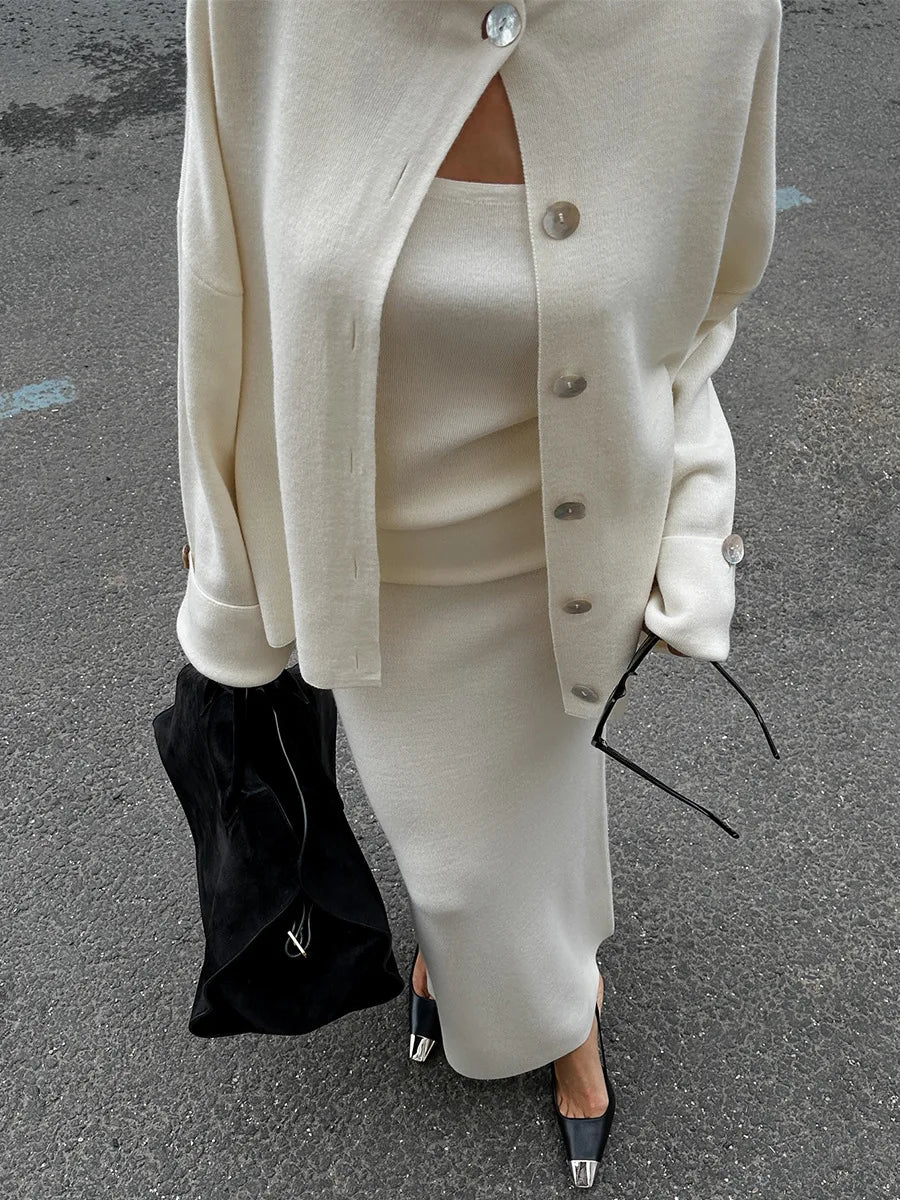 Margaret Knitted Set (Cardigan/Skirt/Top)