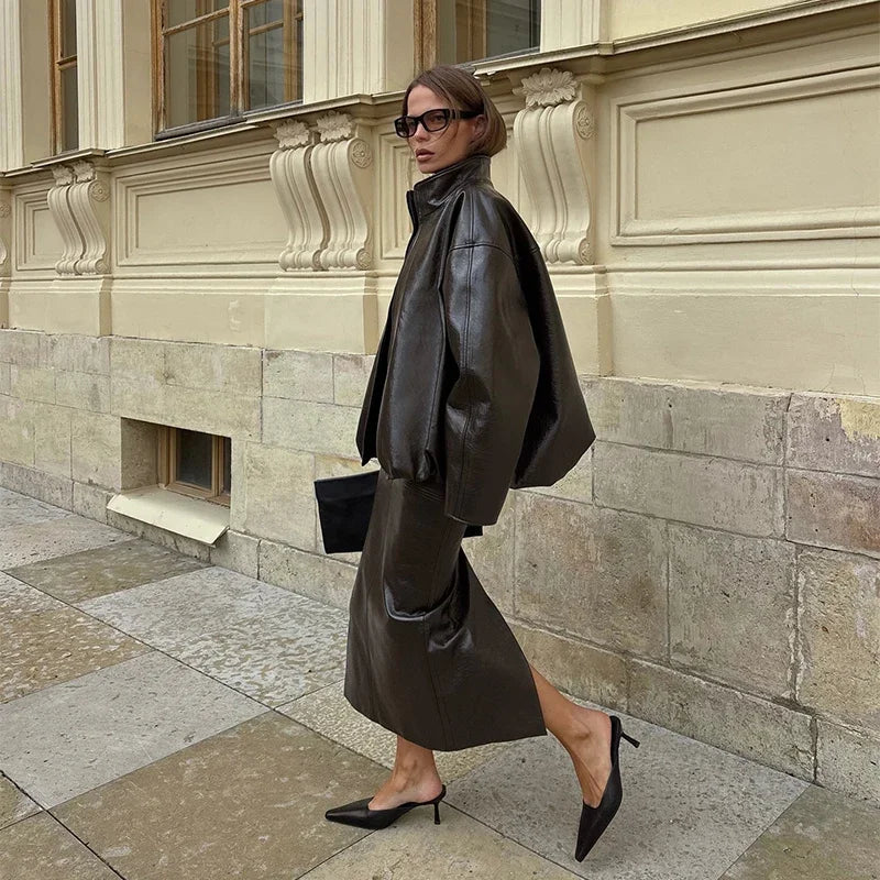Nancy Leather Set (Coat/Skirt)