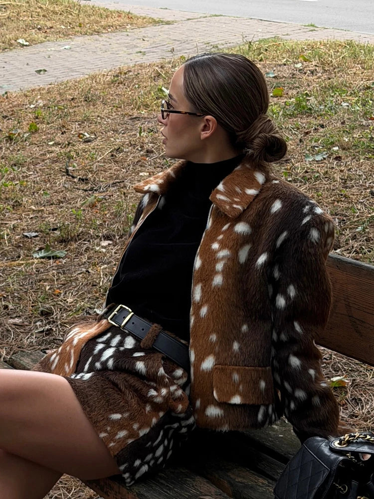 Bambi Deer Print Set(Short/Jacket)