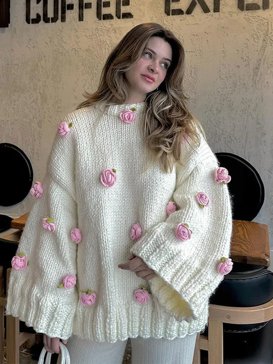 3D Flower Oversize Sweater