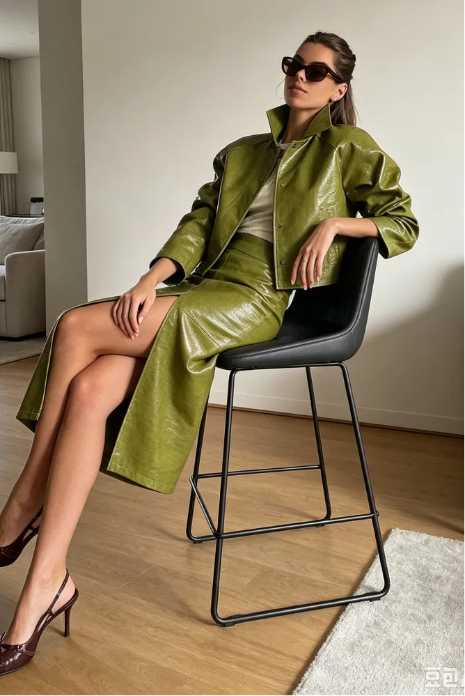 Veronica Leather Set (Coat/Skirt)