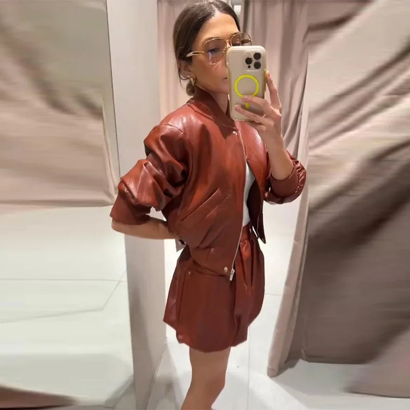 Emily Leather Set(Jacket/Skirt /Shorts)