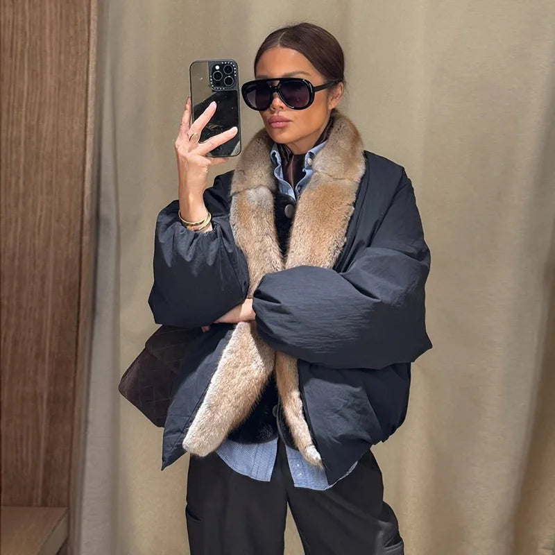 Mary Oversize Warm Jacket With Fur