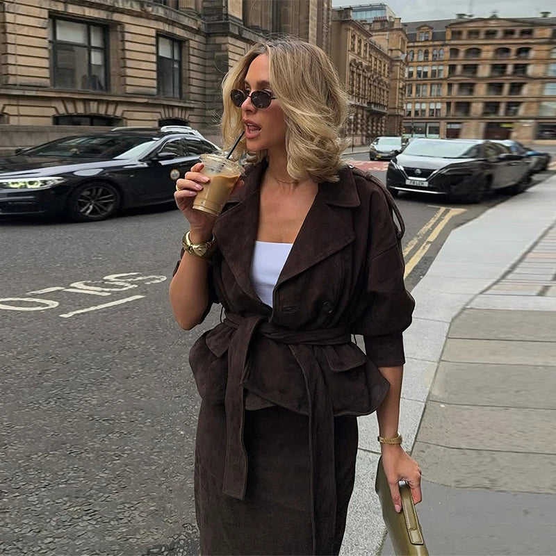 Tiffany Suede Set (Coat/Skirt)