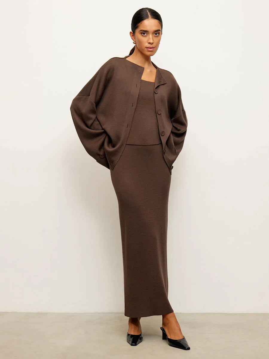 Margaret Knitted Set (Cardigan/Skirt/Top)