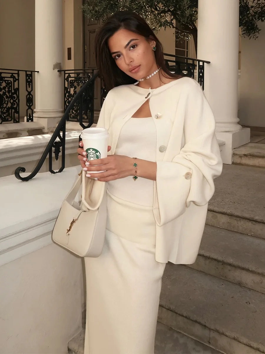 Margaret Knitted Set (Cardigan/Skirt/Top)