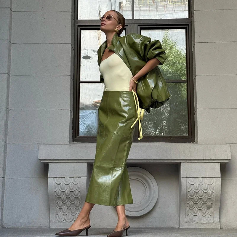 Nancy Leather Set (Coat/Skirt)