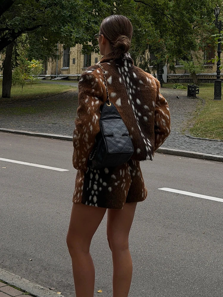 Bambi Deer Print Set(Short/Jacket)
