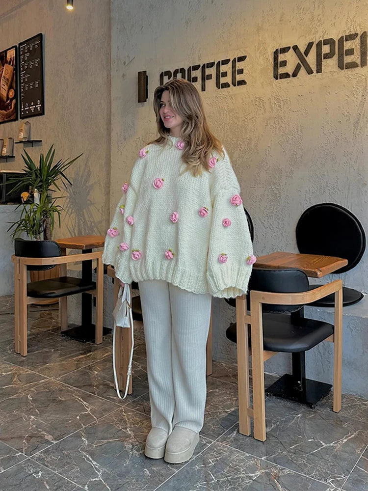 3D Flower Oversize Sweater