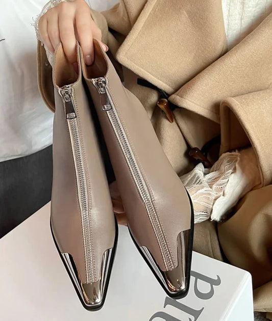 Lynn Zippers Boots  (Genuine Leather)