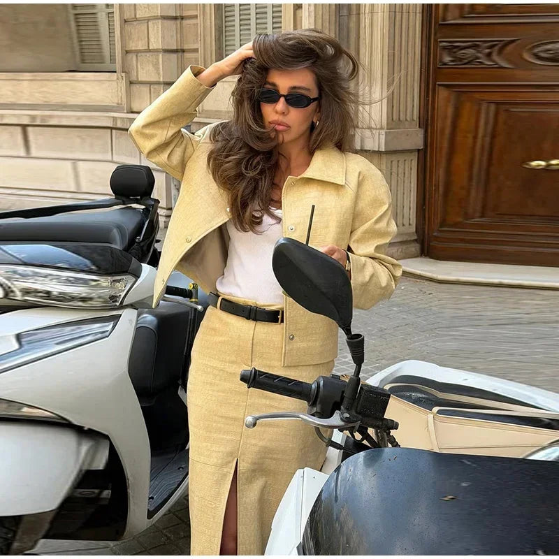 Veronica Leather Set (Coat/Skirt)