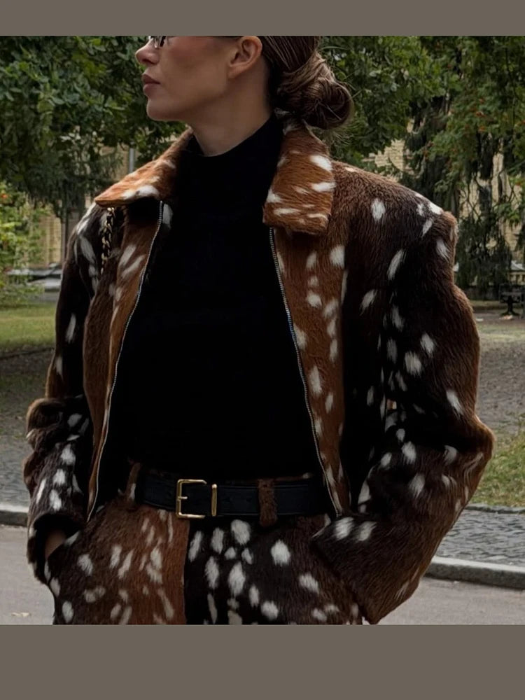 Bambi Deer Print Set(Short/Jacket)