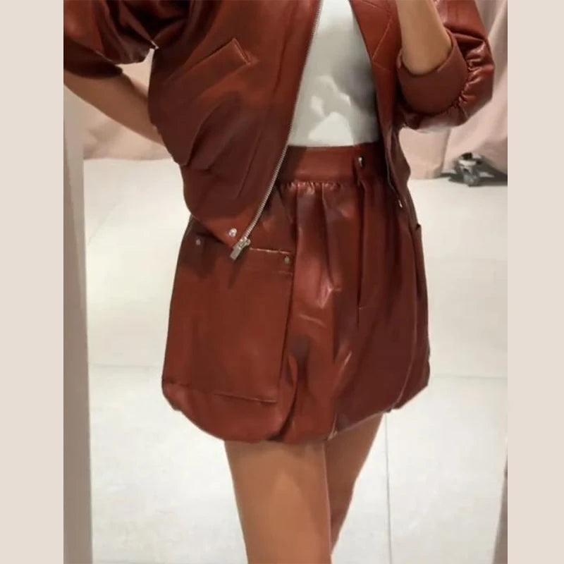 Emily Leather Set(Jacket/Skirt /Shorts)