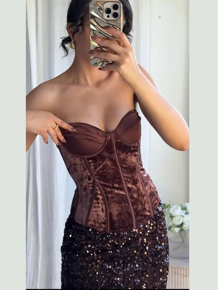 Heather Set (Skirt/Velvet Top)