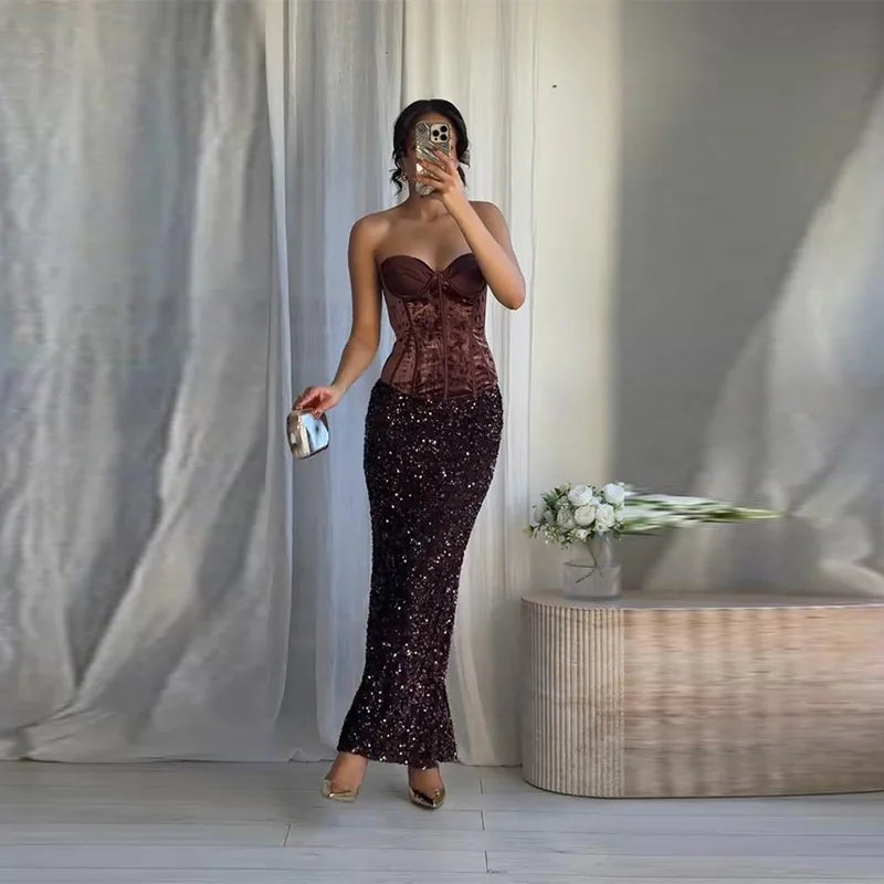 Heather Set (Skirt/Velvet Top)