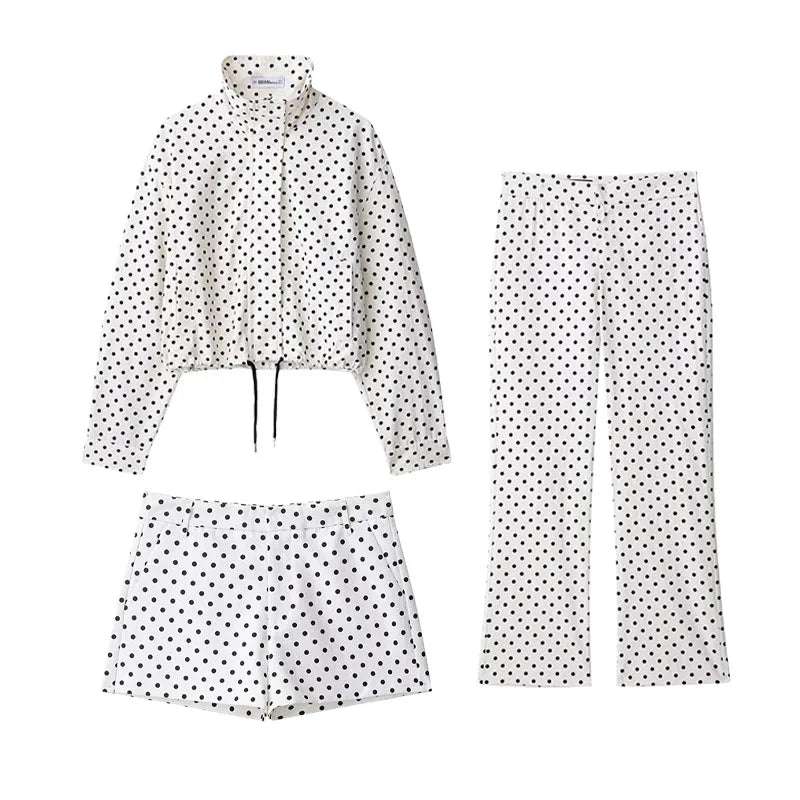 Christine Polka Dot Set (Jacket/Shorts/Pants)