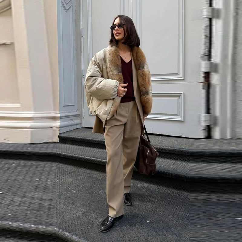 Mary Oversize Warm Jacket With Fur