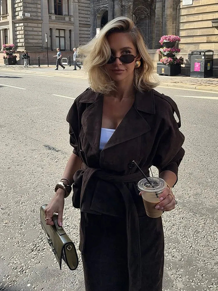 Tiffany Suede Set (Coat/Skirt)