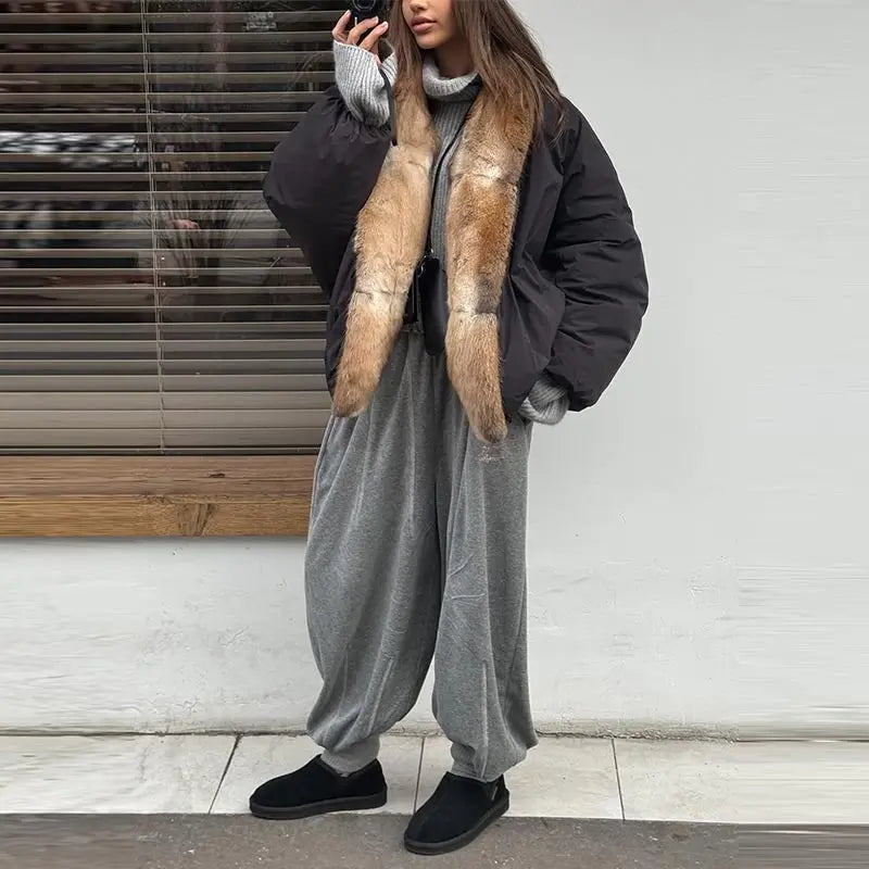 Mary Oversize Warm Jacket With Fur