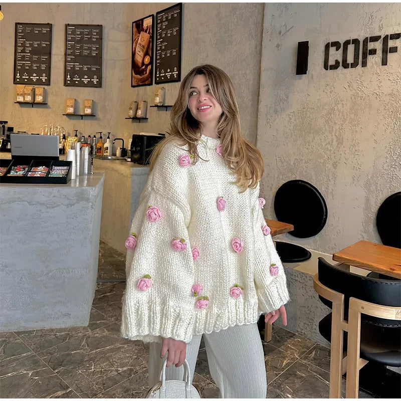 3D Flower Oversize Sweater
