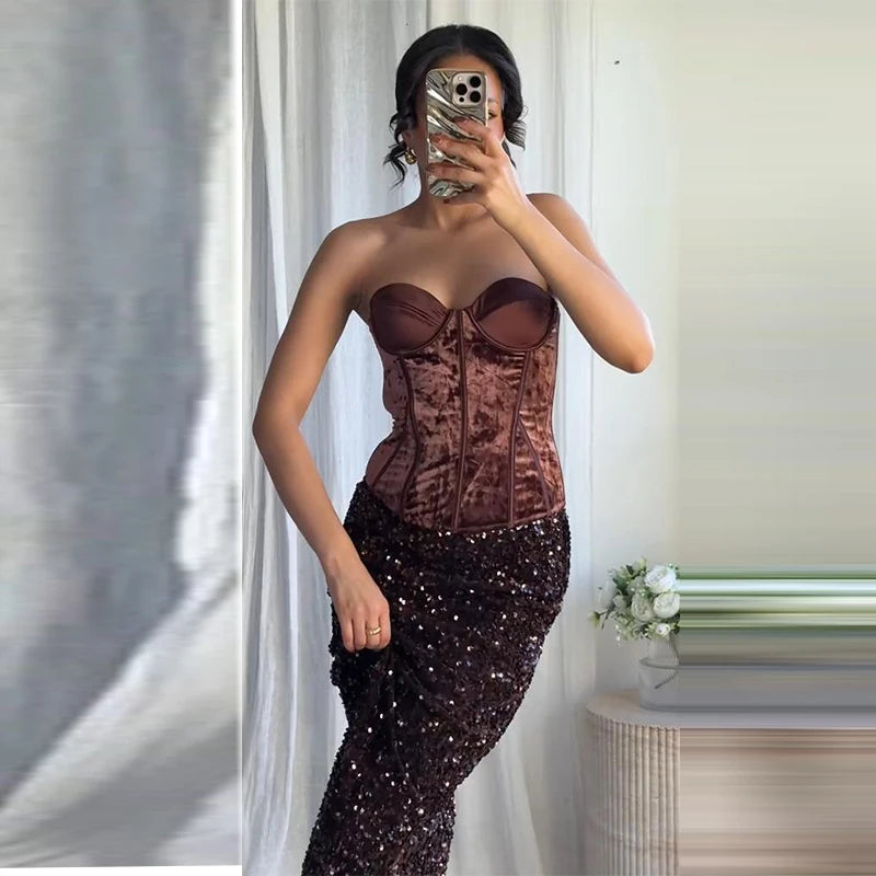 Heather Set (Skirt/Velvet Top)