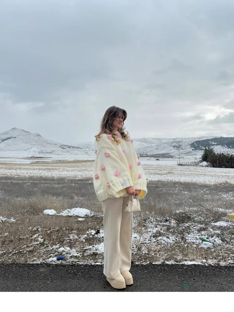 3D Flower Oversize Sweater