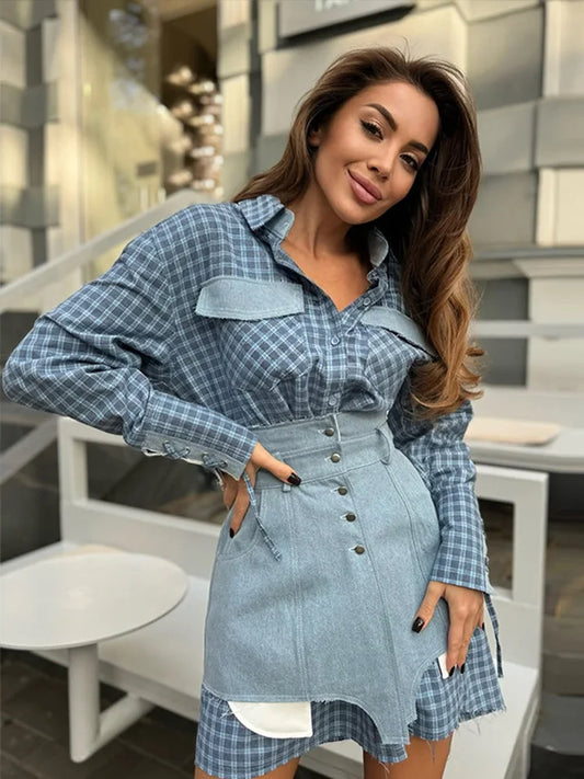 Jean Denim Set (Shirt/Skirt)